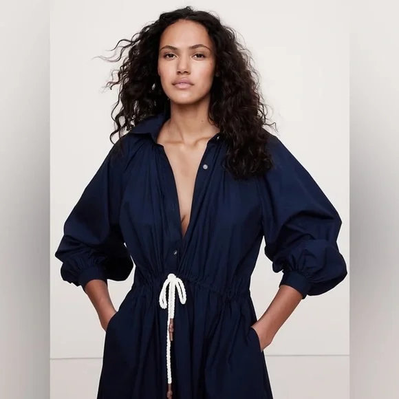 NWT! Banana Republic Cotton Poplin Midi Shirt Dress - Picture 3 of 8